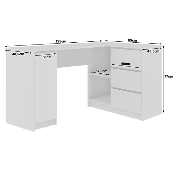ECKSCHREIBTISCH B20 CLP RECHTS SONOMA / WEISS