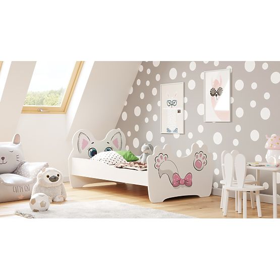 Einzelbett Pink Cat 140x70 mit Matratze