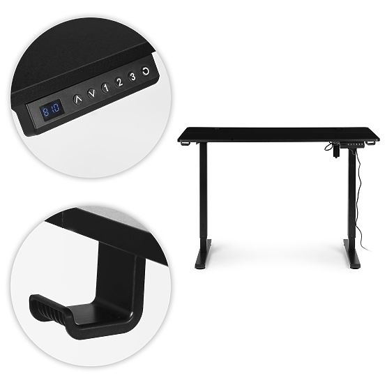 Elektrisch höhenverstellbarer Tisch 120x60 cm, höhenverstellbar 72-117 cm, schwarz, ModernHome