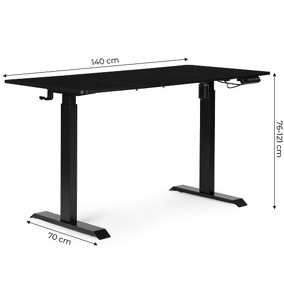 Elektrisch höhenverstellbarer Tisch 140x70 cm, Höhenverstellung 76-121 cm ModernHome