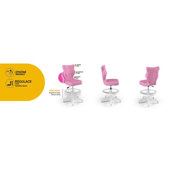 Ergonomischer Kinderstuhl für Schreibtisch, angepasst an Höhe 119-142 cm - rosa
