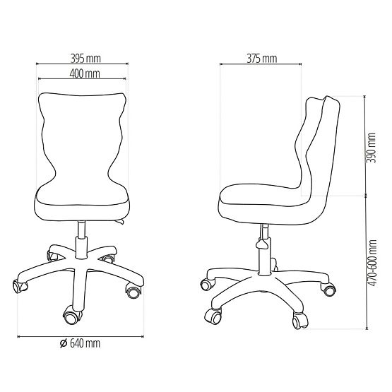 Ergonomischer Schreibtischstuhl, angepasst für eine Höhe von 146-176,5 cm - schwarz