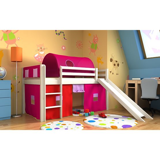 Erhöhte Bett Gabi mit Rutsche, tunnel a taschendiebe - white