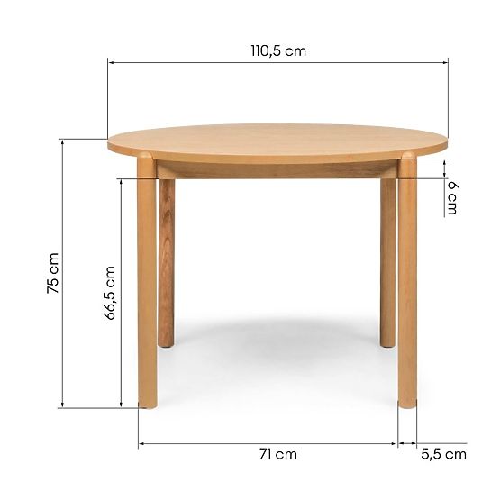 Esstisch Yoko 110,5 cm, rund, natur