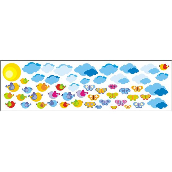 Fensteraufkleber Wölkchen und Vögelchen - 0,5 m²
