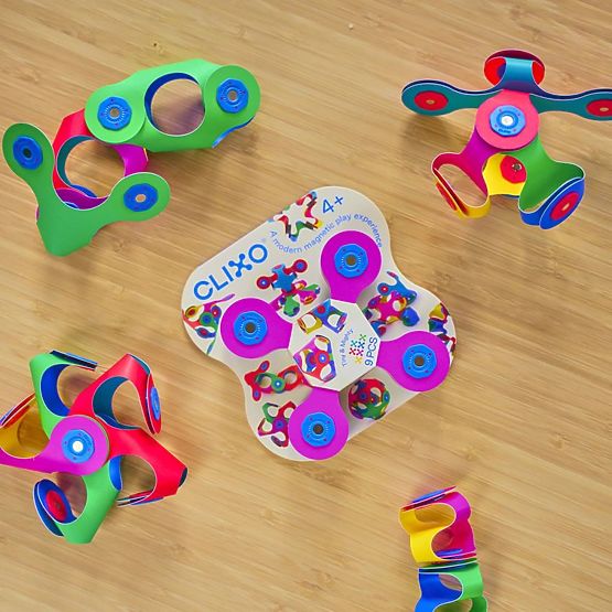Flexibles Magnetset Clixo, 9 Stück - Farbmischung