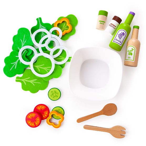 Holzsalat mit Schüssel