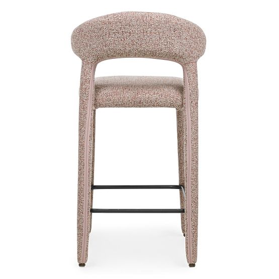 Gepolsterter Barhocker Hiroki, beige-bordeaux Mischung