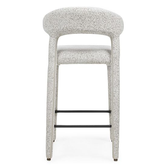 Gepolsterter Barhocker Hiroki, beige-graue Melange