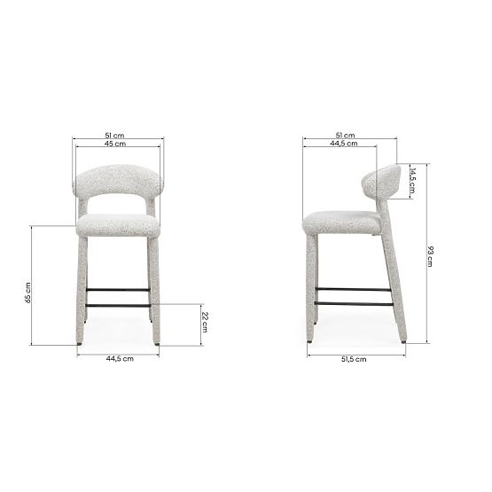 Gepolsterter Barhocker Hiroki, beige-graue Melange