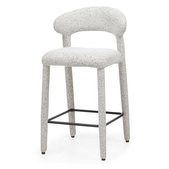 Gepolsterter Barhocker Hiroki, beige-graue Melange