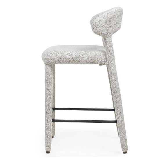 Gepolsterter Barhocker Hiroki, beige-graue Melange