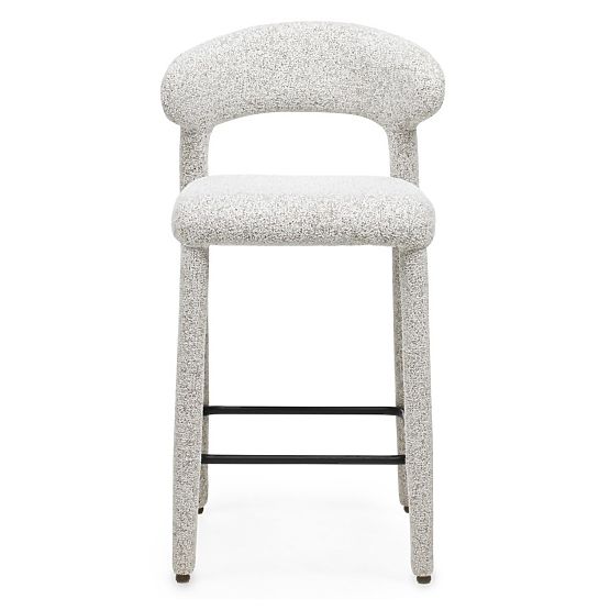Gepolsterter Barhocker Hiroki, beige-graue Melange