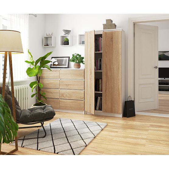 GESCHLOSSENE BIBLIOTHEK R80 2D 8P CLP WEISS / SONOMA