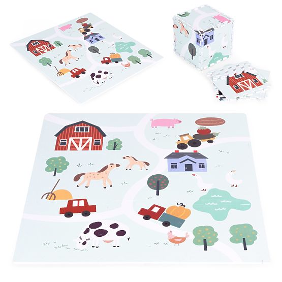 Große EVA-Schaumstoffmatte für Kinder Bauernhof 90,5x90,5 cm 21 Stk. ECOTOYS