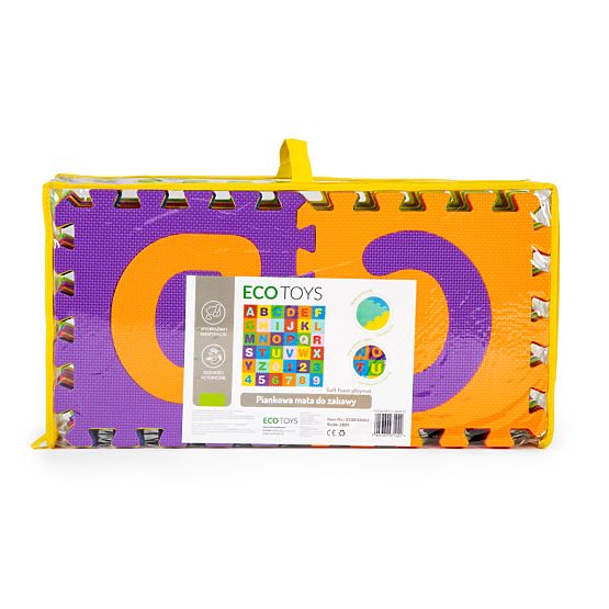 Große EVA-Schaumstoffmatte für Kinder Buchstaben Zahlen 178x178 cm 36 Stück ECOTOYS