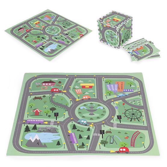 Große EVA-Schaumstoffmatte für Kinder Stadt 90,5x90,5 cm 21 Stk. ECOTOYS