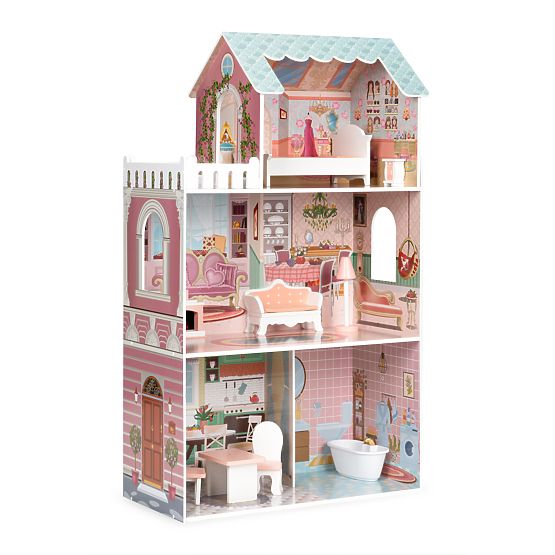Großes Puppenhaus mit Möbelset ECOTOYS