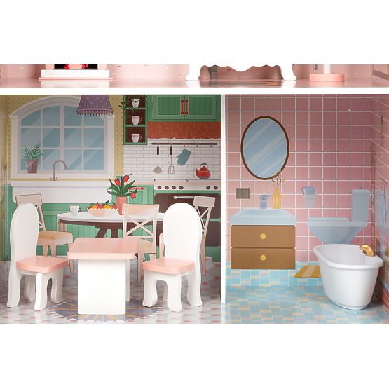 Großes Puppenhaus mit Möbelset ECOTOYS
