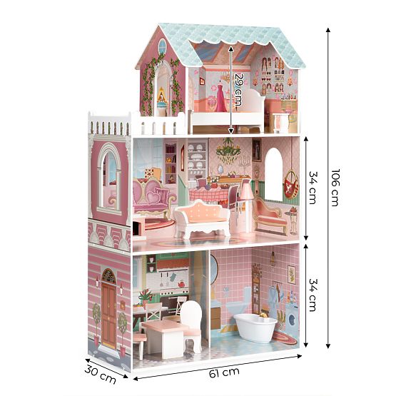 Großes Puppenhaus mit Möbelset ECOTOYS