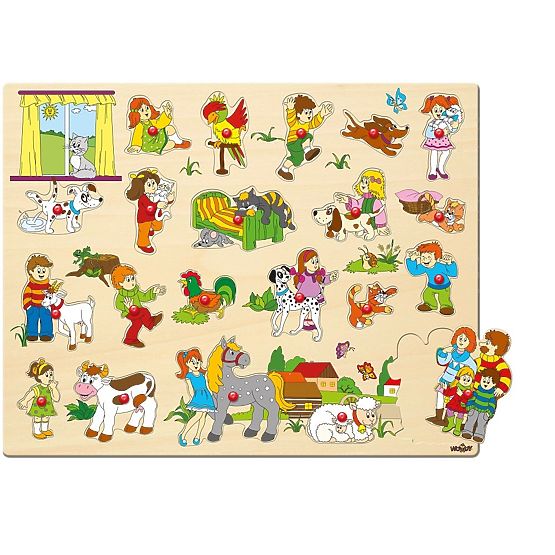 Großes Puzzle Kinder und ihre Tiere