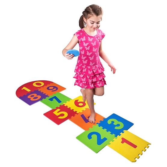 Großes Schaumstoff-Puzzle für das Hüpfspiel Himmel und Hölle