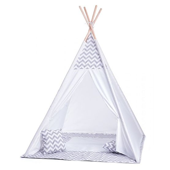 Kinder-Tipi-Zelt grau-weiß