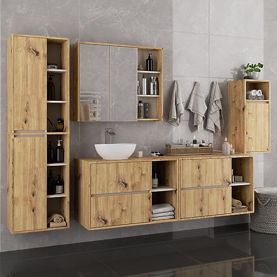 HÄNGENDER BADEZIMMERSCHRANK VAMI W35 1D 1W EICHE ARTISAN / KASCHMIR