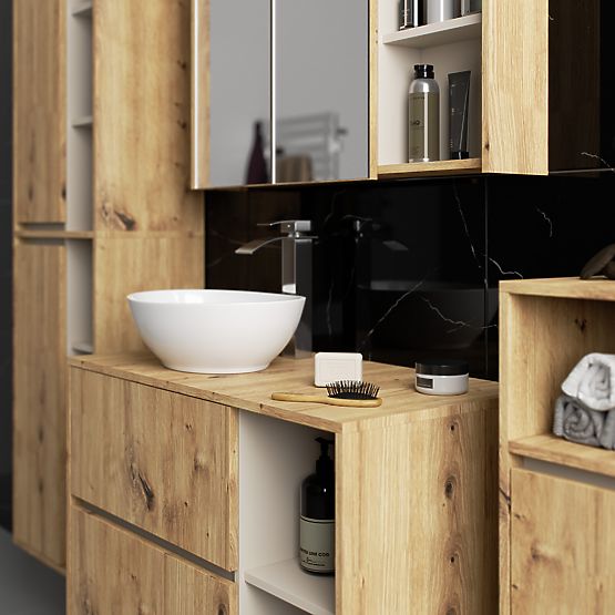 HÄNGENDER BADEZIMMERSCHRANK VAMI W35 1D 1W EICHE ARTISAN / KASCHMIR