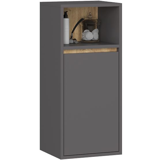 HÄNGENDER BADEZIMMERSCHRANK VAMI W35 1D 1W GRAPHITGRAU / EICHE ARTISAN