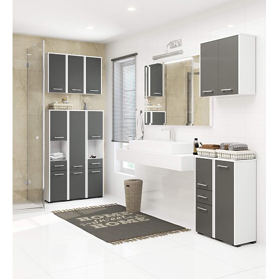 Hängeschrank W 60 cm FIN 2D - Weiß-Grafitgrau