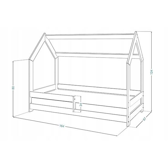 Hausbett Laura mit Rausfallschutz 160 x 80 cm - natur