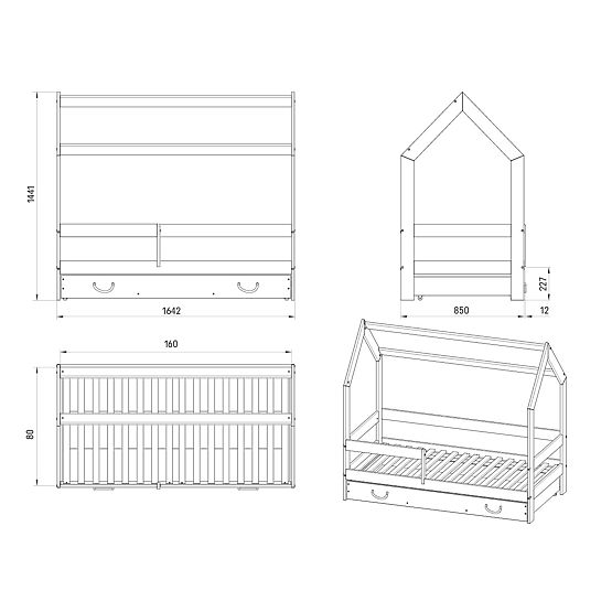 Hausbett Lucky 160x80 - weiß