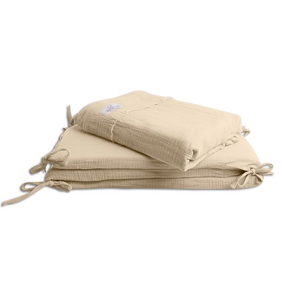 Heavens 3-teiliges Musselin-Bettwäsche-Set – Beige