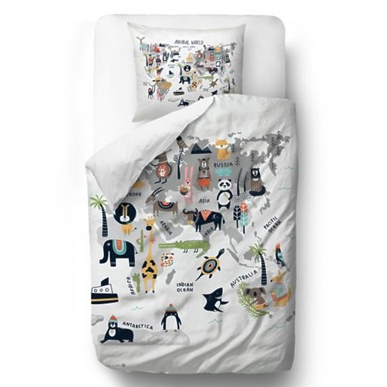 Herr. Little Fox Bedding Animal World - Steppdecke: 135 x 200 cm Kissen: 60 x 50 cm