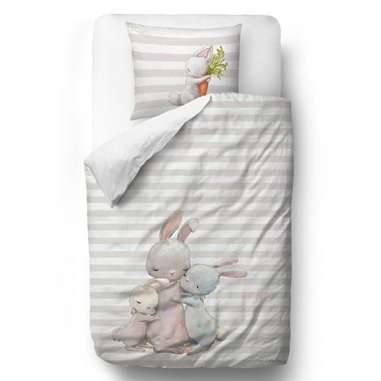 Herr. Little Fox Bedding Forest School - Hasen - 100 x 130 cm + 60 x 40 cm