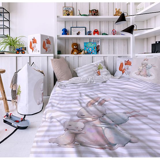 Herr. Little Fox Bedding Forest School - Hasen - 100 x 130 cm + 60 x 40 cm