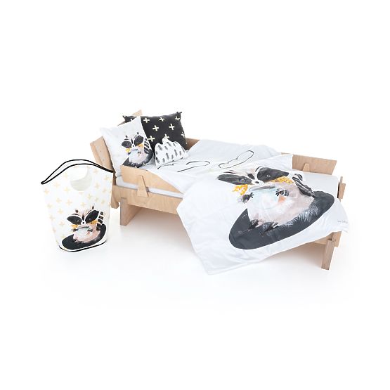 Herr. Little Fox Bedding Forest School - Waschbär - Decke: 135 x 200 cm Kissen: 60 x 50 cm