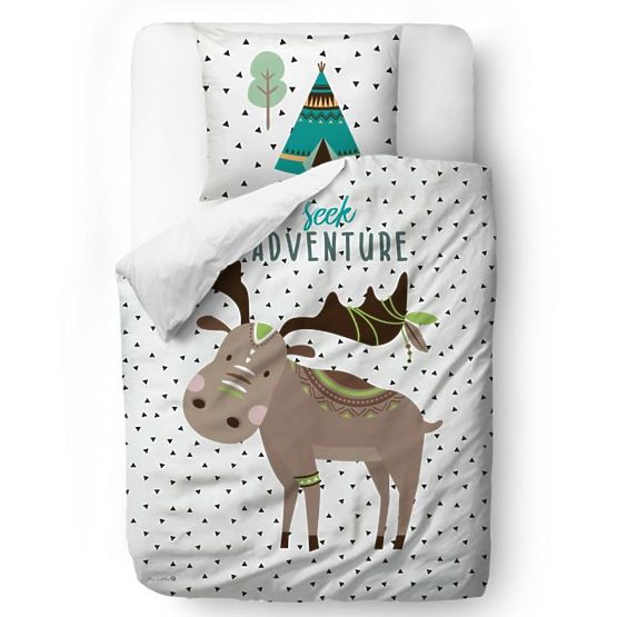 Herr. Little Fox Bedding Moose - Decke: 135 x 200 cm Kissen: 60 x 50 cm