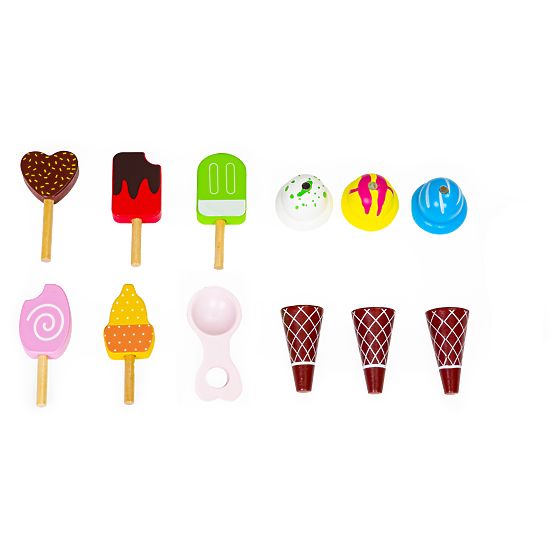 Holz-Eiswagen für Kinderladen mit 12 Elementen ECOTOYS