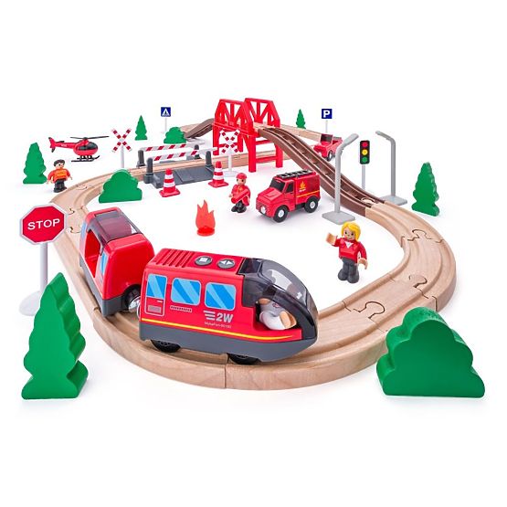 Holz-Feuerwehrbahn 60 Teile