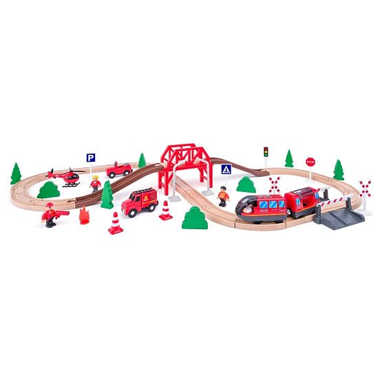 Holz-Feuerwehrbahn 60 Teile