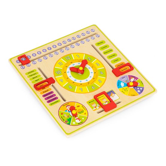 Holz-Lernspielzeug Kalender Uhr ECOTOYS