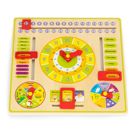 Holz-Lernspielzeug Kalender Uhr ECOTOYS