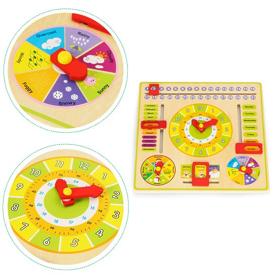 Holz-Lernspielzeug Kalender Uhr ECOTOYS