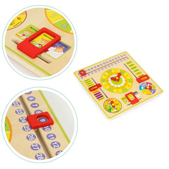 Holz-Lernspielzeug Kalender Uhr ECOTOYS