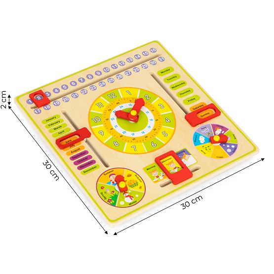 Holz-Lernspielzeug Kalender Uhr ECOTOYS