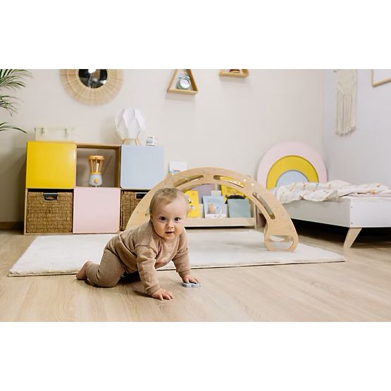 Holz-Montessori-Schaukel - natur mit bunten Sprossen