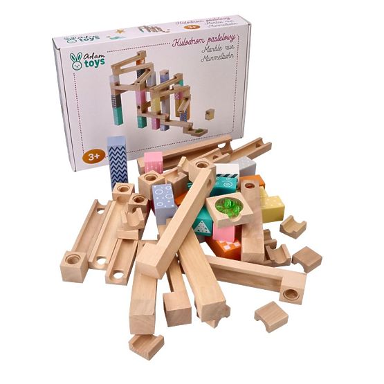 Holz-Pastell-Murmelbahn 53 Stück