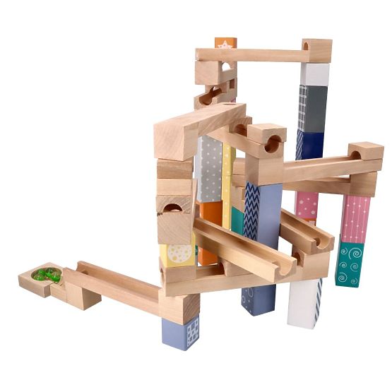 Holz-Pastell-Murmelbahn 53 Stück